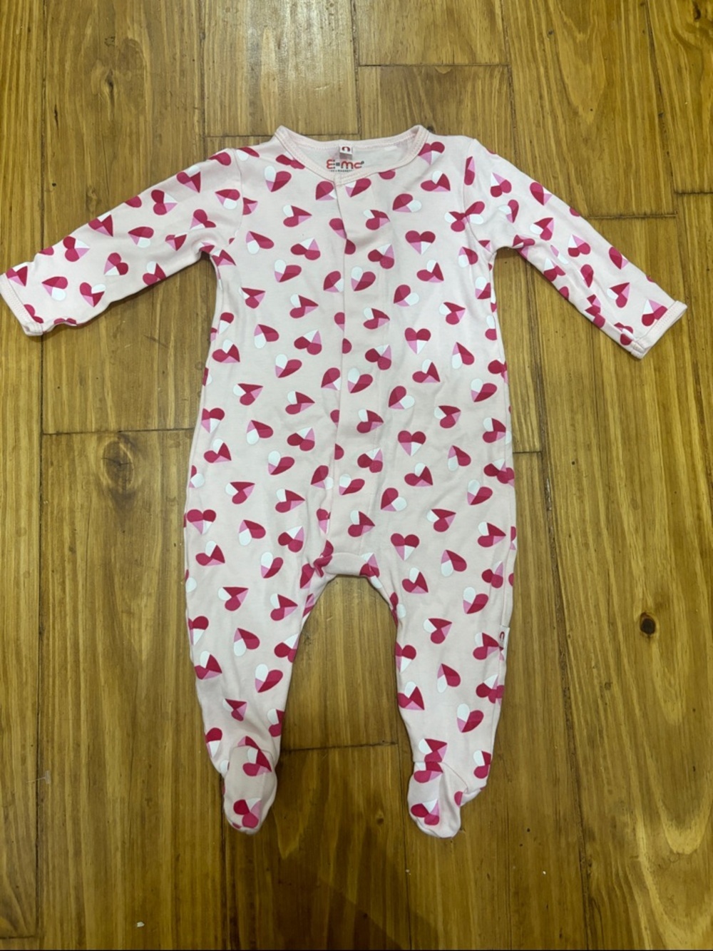 E=mc 3-6 Month 100% Cotton Magnetic Bodysuit Featuring Heart Design